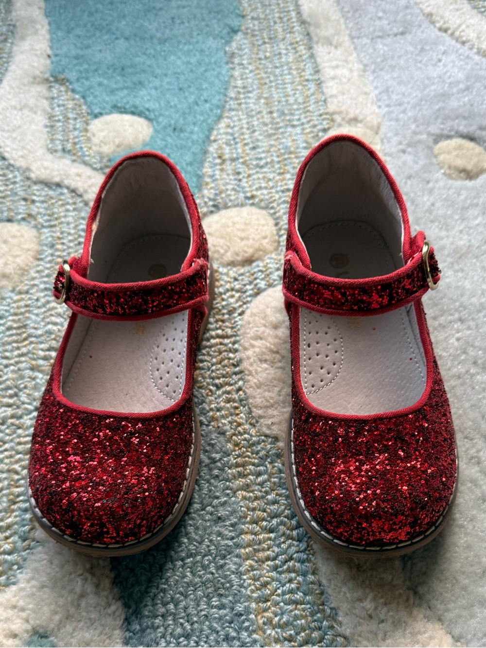 L'Amour Red Glitter Leather Mary Jane Kids Shoes